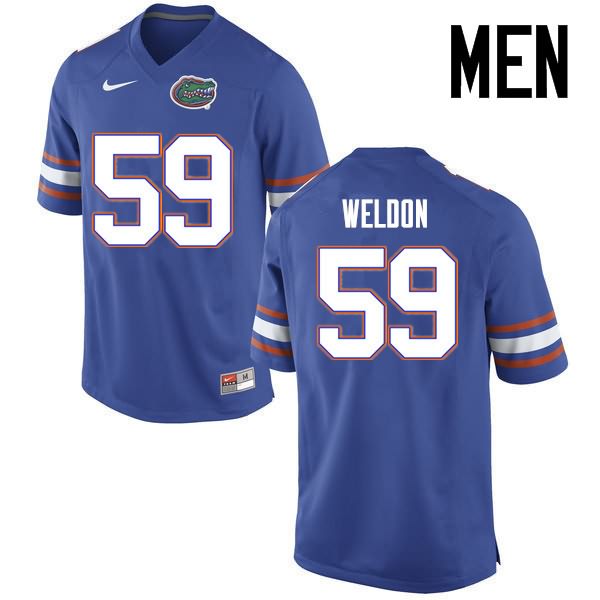 Men's NCAA Florida Gators Danny Weldon #59 Stitched Authentic Nike Blue College Football Jersey ZQZ5765IR